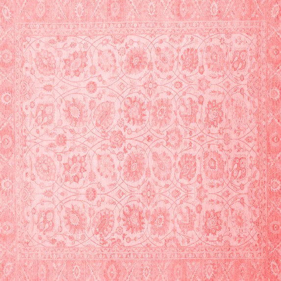 Ahgly Company Machine Washable Indoor Square Oriental Red Traditional Area Rugs, 3' Square
