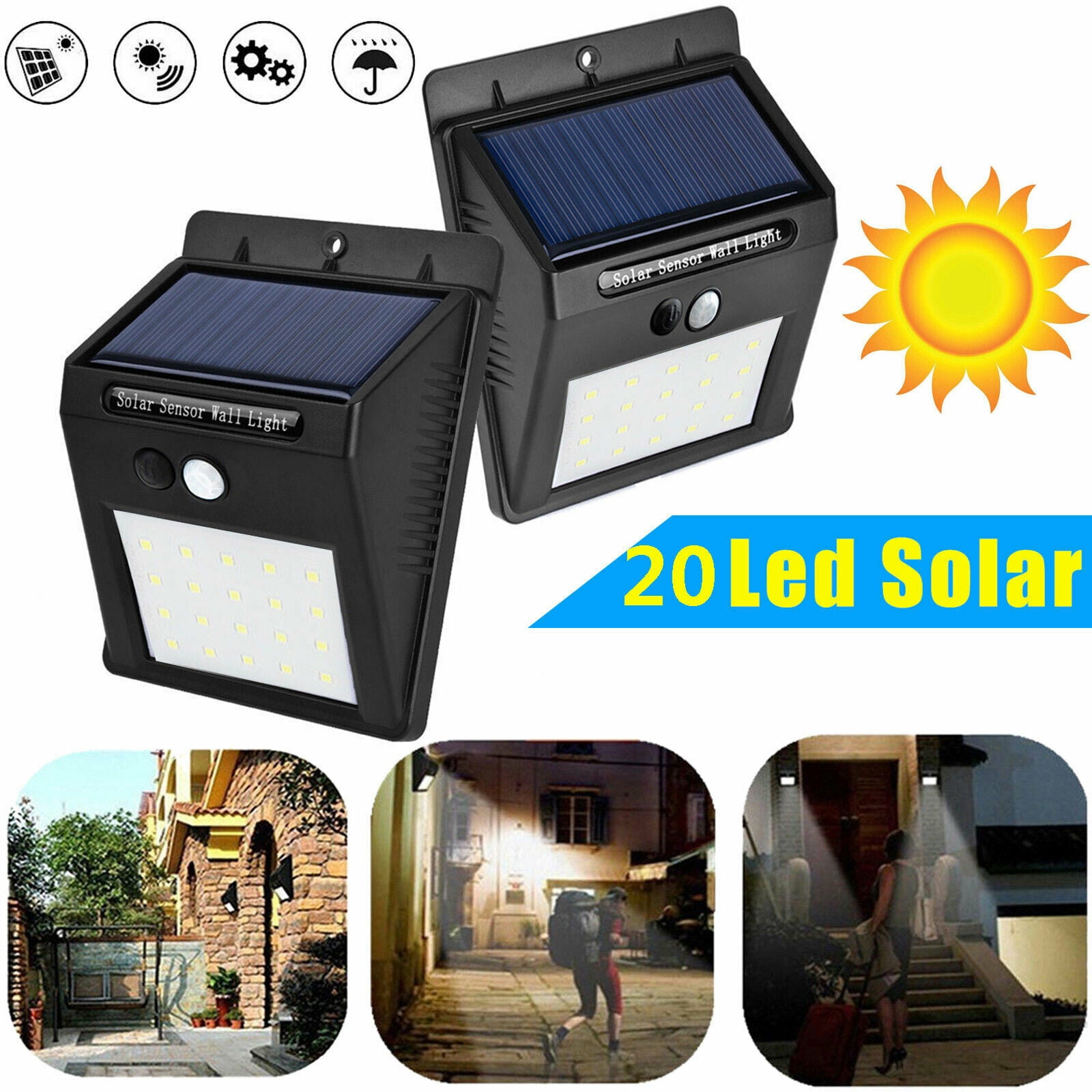 Solar Motion Sensor Lights, Wireless Solar Lights Outdoor IP65