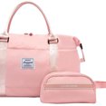 thumbnail image 2 of Bolso de viaje para mujer, 2 uds., bolso de noche, bolsa de maquillaje, bonito bolso de gimnasio (rosa), 2 of 6