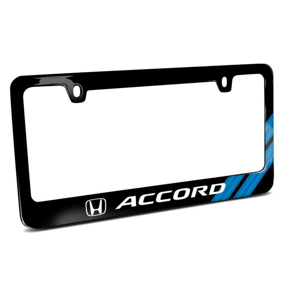 Honda Accord Blue Carbon Fiber Texture Stripe Black Metal License Plate Frame