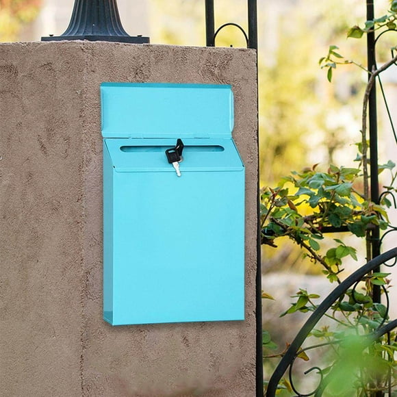 pitrice Style Flair Box Mailbox Bin Door Designed Drop Box Slots Metal Installation Postbox Simple Drop Box Mailbox Beige Blue