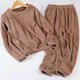 thumbnail image 2 of Conjunto de pijama grueso y cálido para mujer, jersey de color liso con cuello redondo, para niñas, mujeres, amantes y madres, 2 of 3