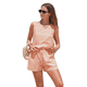 thumbnail image 3 of Conjuntos de Dos Piezas de Verano para Mujer: Camiseta Sin Mangas y Pantalones Cortos A Juego, Chándal de Algodón A Rayas, Rayas Naranjas, Talla XL, 3 of 8