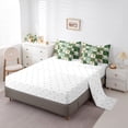 thumbnail image 5 of Homewish Teens Female Men Cartoon Animal Monkey Bedding Comforter Set 7-Piece,Geometric Plaid Grid King Bedding Sets,Tropical Tree Leaves Ultra Soft Bed Sheets,Luxury Bedroom Decor,Reversible, 5 of 8