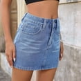 thumbnail image 5 of Ynynlocho Denim Skirt with Shorts Mini Skort Women Trendy High Waisted A-Line Summer Jean Skirts with Pockets, 5 of 7