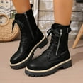 thumbnail image 2 of UngA Combat Boots Womens Ankle Boots Lace-Up Platform Lug Sole Womans Boots Black,Size 7, 2 of 7