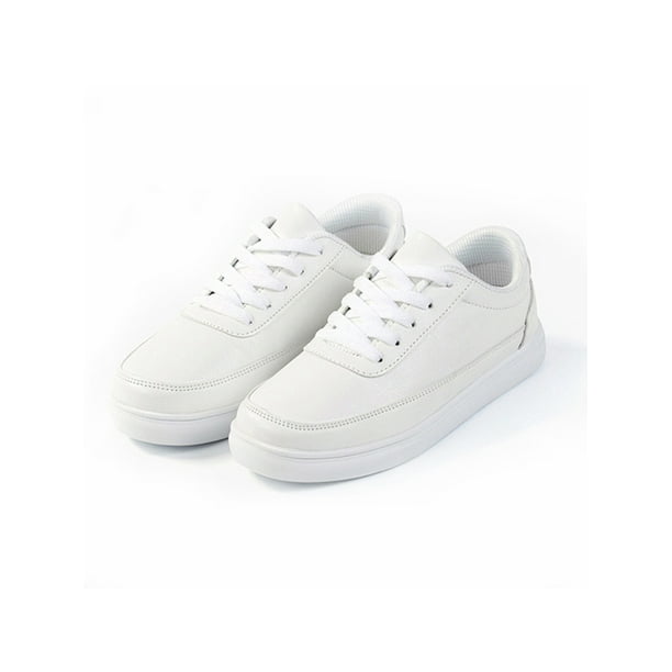 Woobling Unisex Casual Shoe Comfort Sneakers Non Slip Flats Low Top Skate  Shoes Women Men Fashion Lace Up White 8.5 