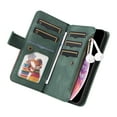 thumbnail image 4 of Multifunctional Case for iPhone XS Max,[RFID Blocking] 9 Credit Cards Holder with Wrist Strap, Premium PU Leather Zipper Wallet Purse Magnetic Flip Phone Cover For iPhone XS Max, Green, 4 of 12