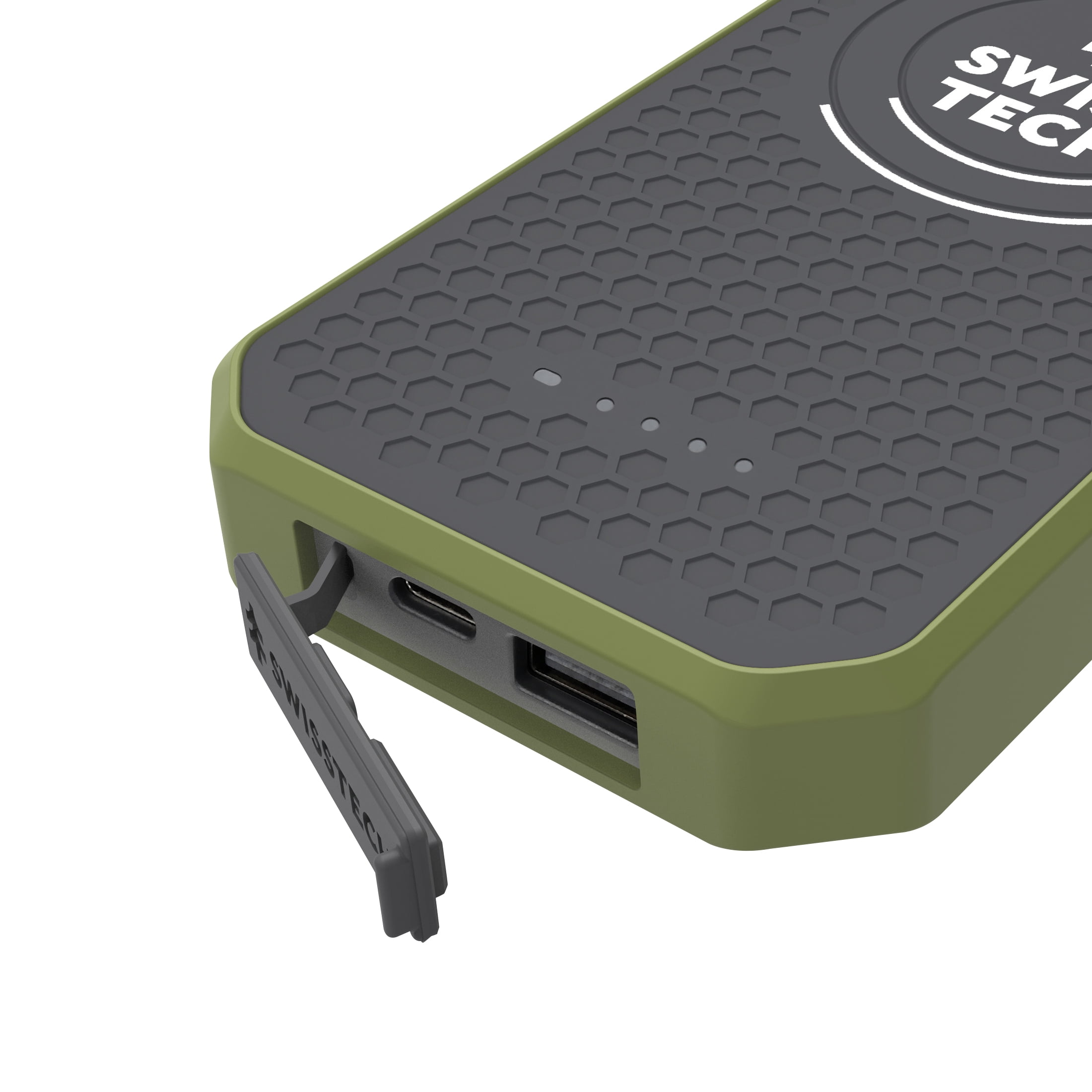 Swiss Tech 10,000 mAh Portable Wireless Power Bank, IPX4 Weatherproof & Drop Resistant, USB-C and USB-A