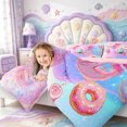 thumbnail image 4 of Manfei Axolotl Pattern 7-Piece Twin Bedding,Kawaii Amphibian Bedding Comforter Set,Pink Reversible, 4 of 7