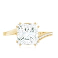 thumbnail image 5 of Rosec Jewels Certified Moissanite Princess Cut Engagement Ring 3 Carat - Designer Bypass Ring for Women - 8 mm - D-VS1 Quality, 10K Yellow Gold, US 4.00, 5 of 9