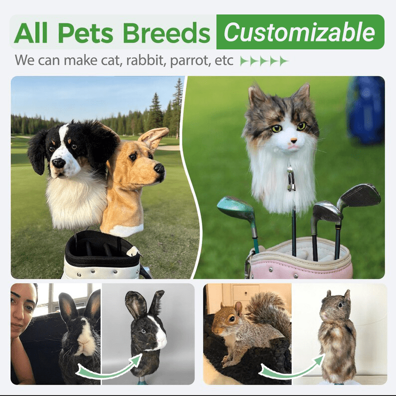 FurEverClone Chihuahua Dog Golf Club Headcover, Dog Golf Driver & Woods Club Cover, Dog Golf Head Cover