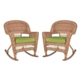 thumbnail image 1 of Jeco Wicker Rocker Chair in Honey with Green Cushion (Set of 2), 1 of 9