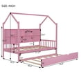 thumbnail image 2 of Harper & Bright Designs Twin Size House Bed with 2 Drawers and Storage Shelves Kids Montessori Bed Wood Playhouse Tent Bed Frame for Girls Boys, Pink, 2 of 11