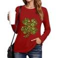 thumbnail image 6 of UngA Womens St Patrick Day Shirts Shamrock Long Sleeve Irish St Patty's Day Outfit Green Lucky Clover Crewneck Tee Tops,Size XXL, 6 of 8