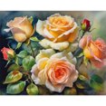 thumbnail image 1 of K1266 Lleno Diamantes Rosas Blancas Y Amarillas Serie Flores Y Plantas Diamantes Redondos Pintura Diamantes Resina 50*40CM, 1 of 9