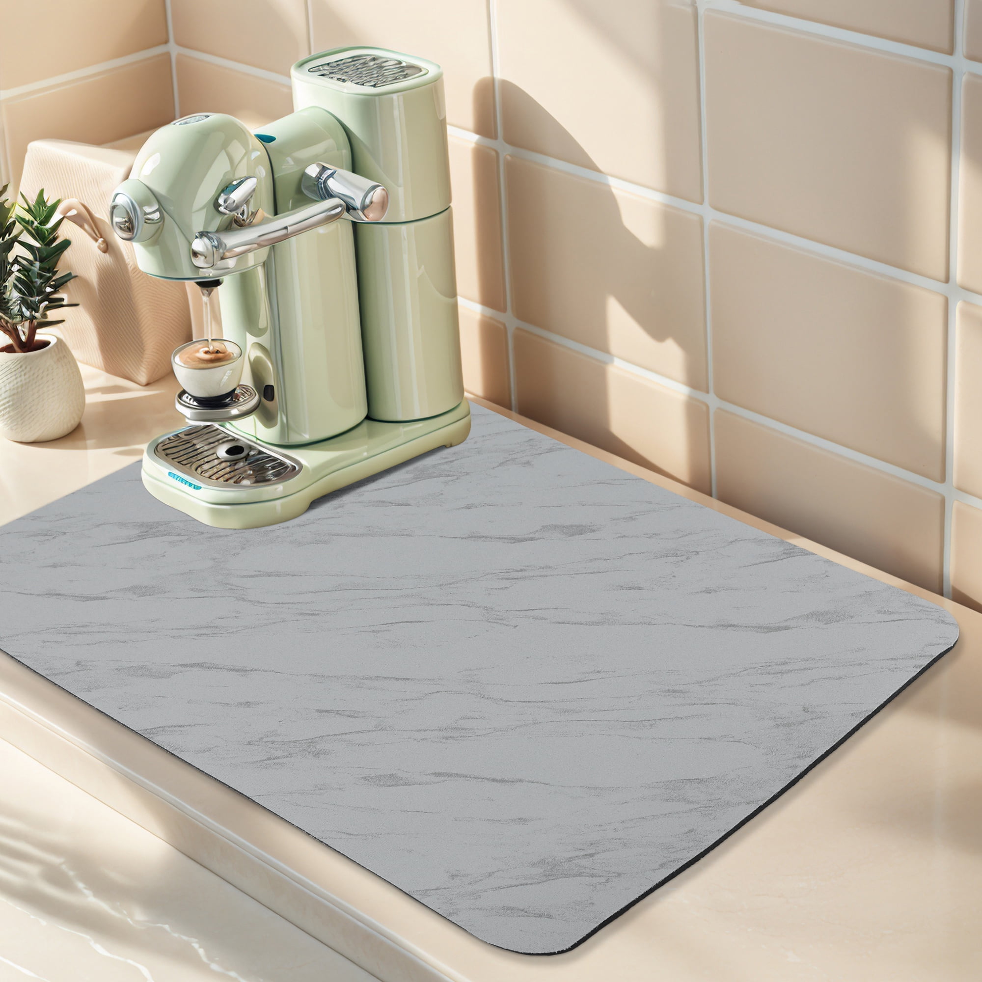 Unique Bargains Diatomaceous Stone Dish Drying Mat Dish Drying Mats Gray 19.7*15.7 inch