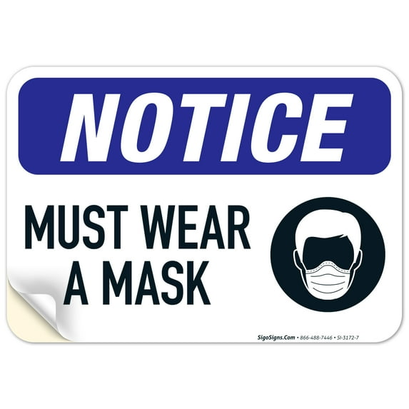 Mask Sign, 10x7 Vinyl Sticker