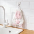 thumbnail image 3 of Huzdenx 2 Pack Cute Rabbit Shaped Hanging Hand Towels, Thick Coral Fleece Absorbent Wash Cloths for Kitchen & Bathroom Home Decor, 3 of 4