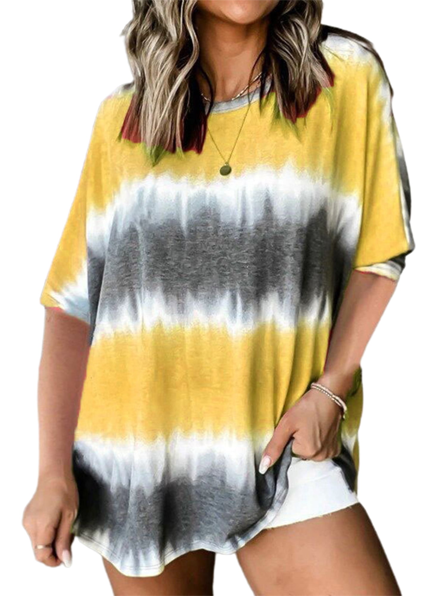 Women's Summer TShirts Tops Tie Dye Short Sleeve Casual Crew Neck Shirts Loose Walmart Canada