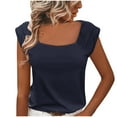 thumbnail image 2 of Otvok Tops for Women Casual Solid Color Short-Sleeve Blouses U-Neck Shirts, 2 of 6