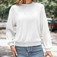 thumbnail image 3 of Dxzfnsa Womens Tops Trendy Dressy Casual Long Sleeve Shirts Crewneck Basic T Shirts Solid Loose Textured Outfits Blouses, 3 of 5