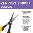 thumbnail image 6 of Zenport ZS109B Deluxe Bent Handle Bud Trimming Scissors, 6.5-Inch, 1.4 Inch Carbon Steel Blades, Yellow - 3 Pack, 6 of 7