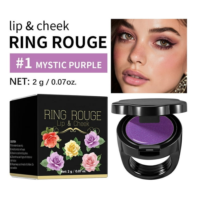 EGNMCR 2-in-1 Ring Rouge Lip and Cheek Color Portable Shiny Tint for Multi-Use Makeup lips care