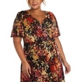 thumbnail image 3 of R & M Richards Plus Size Floral-Print Faux-Wrap Dress, Rustcopper/ 16W, 3 of 3