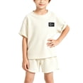 thumbnail image 2 of ZOYOEN Boys Waffle Knit Outfits Set- Casual Short Sleeve Crewneck Tees and Shorts Kids Summer Clothes Toddler to Big Size 6 T, 2 of 6