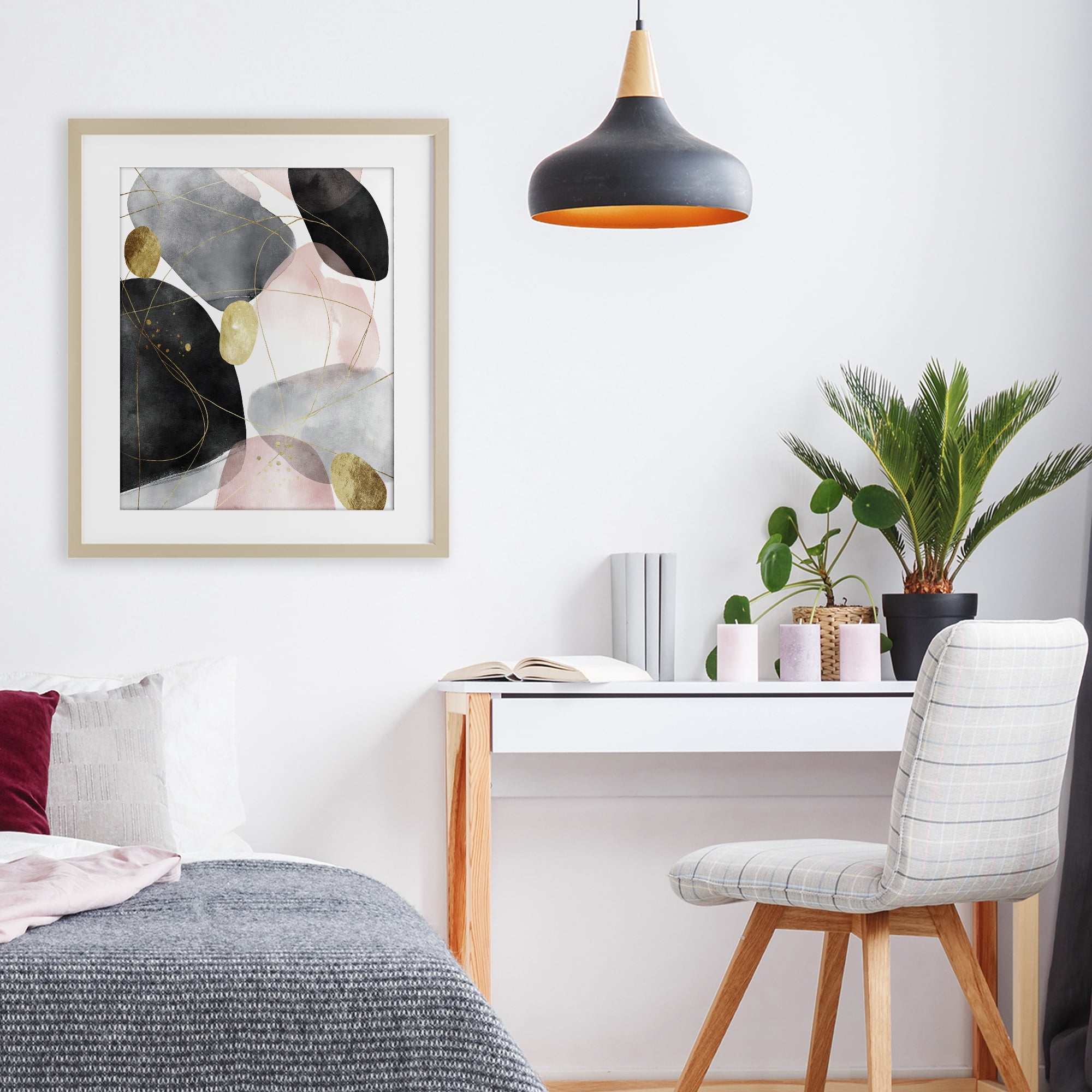 Stupell Industries Gilded Echoes Shapes Birch Framed Print Under Glass, design by Svetlana Aleynikova