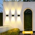 thumbnail image 6 of MUCH Solar Fence Lights, Outdoor 3000K Up & Down Wall Lights,IP65 Waterproof 4 LED Dusk to Dawn Deck Lighting, Solar Lights for Outside/Backyard/Pool/Railing/Patio/Porch/Step, 6 of 13