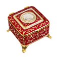 thumbnail image 4 of EHJRE Square Jewelry Box Small Trinket Box High End European Small Metal Decorative Jewelry Box Keepsake Gift Box Case for Necklace Gold Red, 4 of 9