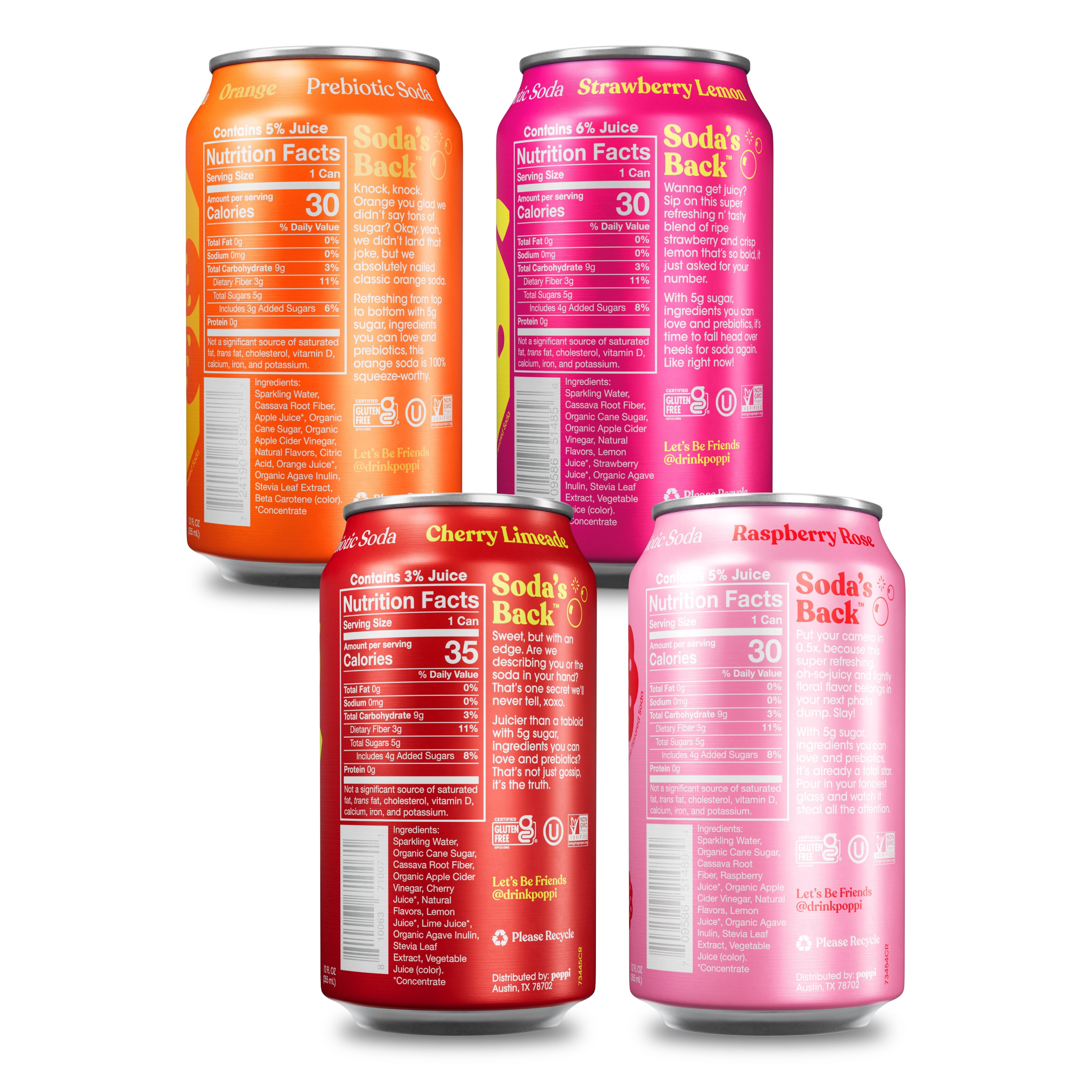 Poppi Prebiotic Soda, Short List Variety Pack, 12 oz, 12 Pack Cans