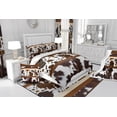 thumbnail image 5 of Western Bed Sheets Set Queen,Brown Cowhide Sheets Cow Print Sheet Set,Wild Animal Skin Patchwork Top Sheet Bull Cattle Wildlife Hair Western Home Decor, 5 of 6