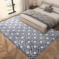 thumbnail image 4 of LOCHAS Luxury Velvet Shag Area Rug Plush Fluffy Rugs for Bedroom Living Room, Geometric Moroccan Rugs, 4'x6', White, 4 of 6