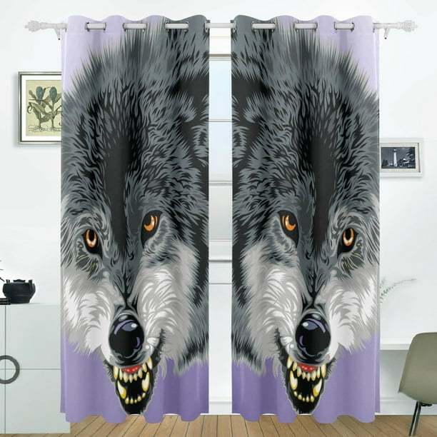 POPCreation Gray Wolf Window Curtain Blackout Curtains Darkening Thermal Blind Curtain for