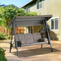 Outsunny 3-Seat Patio Swing w/ Tilt Canopy, Cushions & Cup Tray, Brown