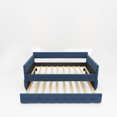 thumbnail image 5 of BLUE UPHOLSTERED TWIN SIZE DAYBED WITH TRUNDLE, VELVET FABRIC, NO BOX SPRING REQUIRED, COMFORTABLE AND SIMPLE DESIGN MODELS, 5 of 10