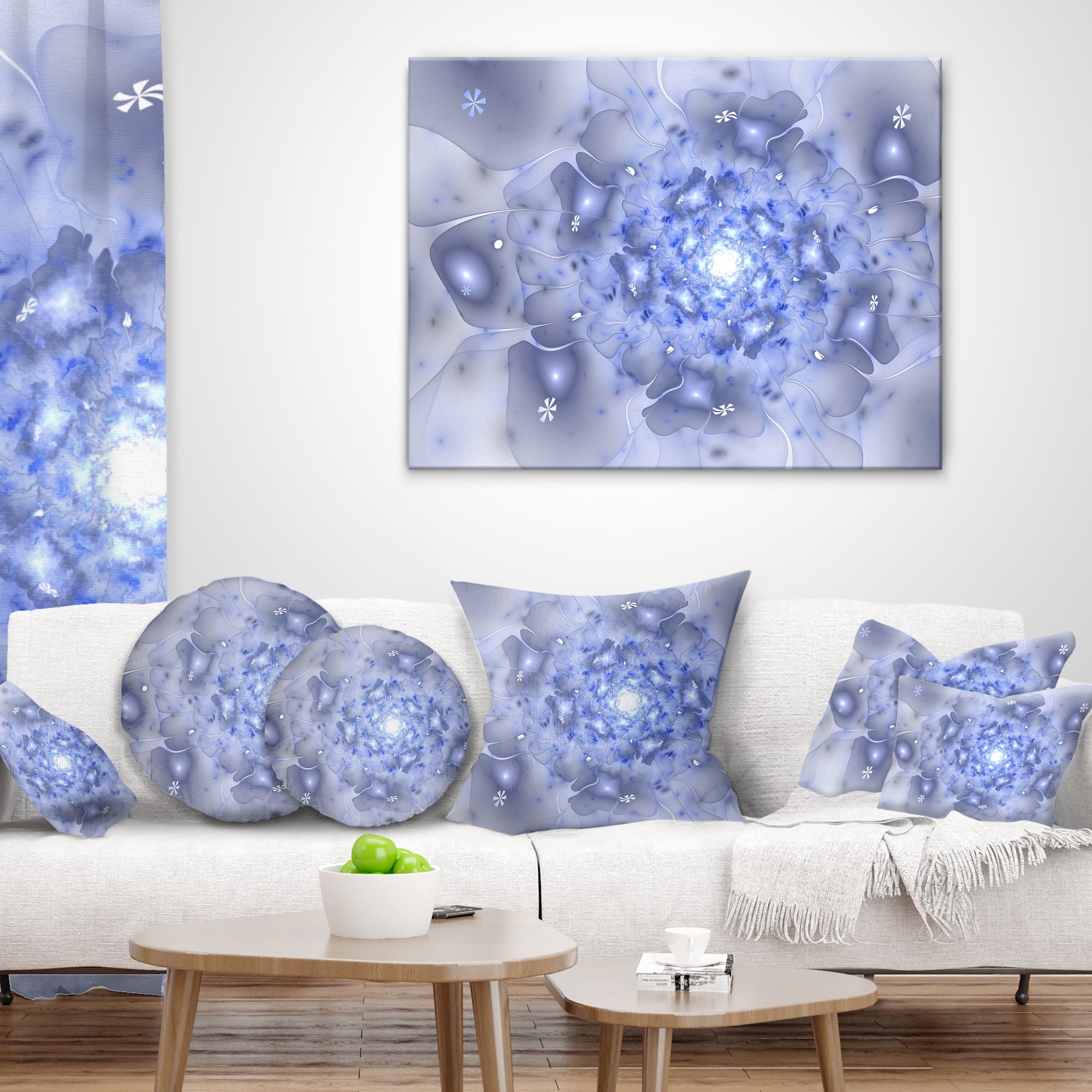 Designart Glittering Gold Purple Fractal Flower - Floral Throw Pillow - 12x20