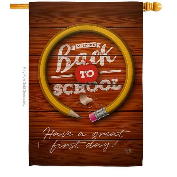 Breeze Decor H120055-BO First Day of School Education Back to 28 x 40 in. Double-Sided Decorative Vertical House Flags for Decoration Banner Garden Yard Gift