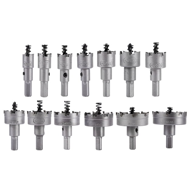 Juego de 13 brocas de carburo TCT con punta de carburo de 16, 18, 20 y 22 mm, de acero inoxidable