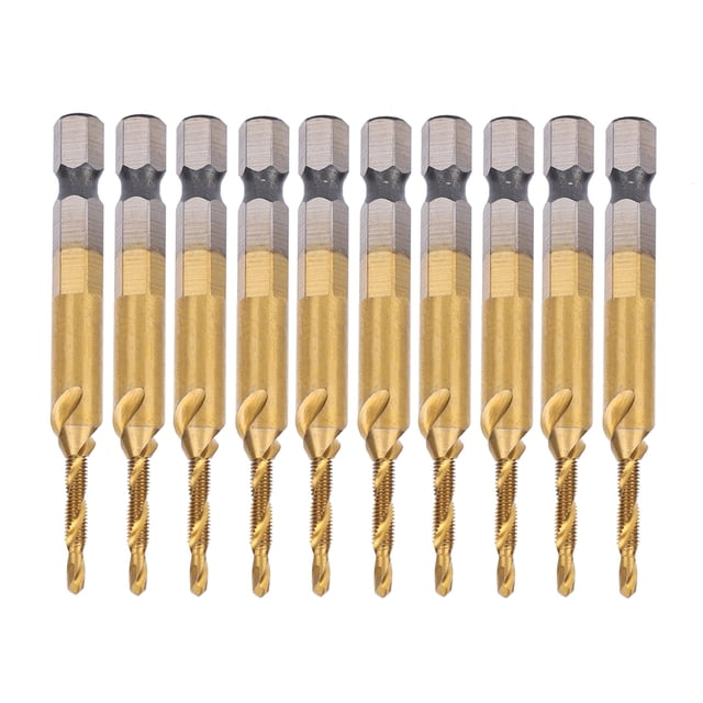 10 piezas de grifo de tornillo de vástago hexagonal M3, accesorio de grifo de flauta en espiral compuesto recubierto de 2,5