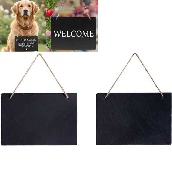 Wooden Double-Sided Chalkboard Sign Tutuviw 2 Pcs Erasable Message Board Sign with Hanging String, Farmhouse Black Board Sign, Reusable Message Display for Wedding, Outdoor, Party Decor