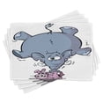 thumbnail image 1 of Ambesonne Cartoon Place Mats Set of 4, Rabbit Mascot Animal, Standard Size, Grey Pink White, 1 of 6
