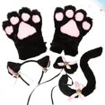 thumbnail image 2 of 5 uds., disfraz de gato creativo, cola de gatito, orejas, collar, patas, guantes, Anime, Lolita, conjunto gótico para fiesta, Cosplay (negro) oso de fresa Hogar, 2 of 2