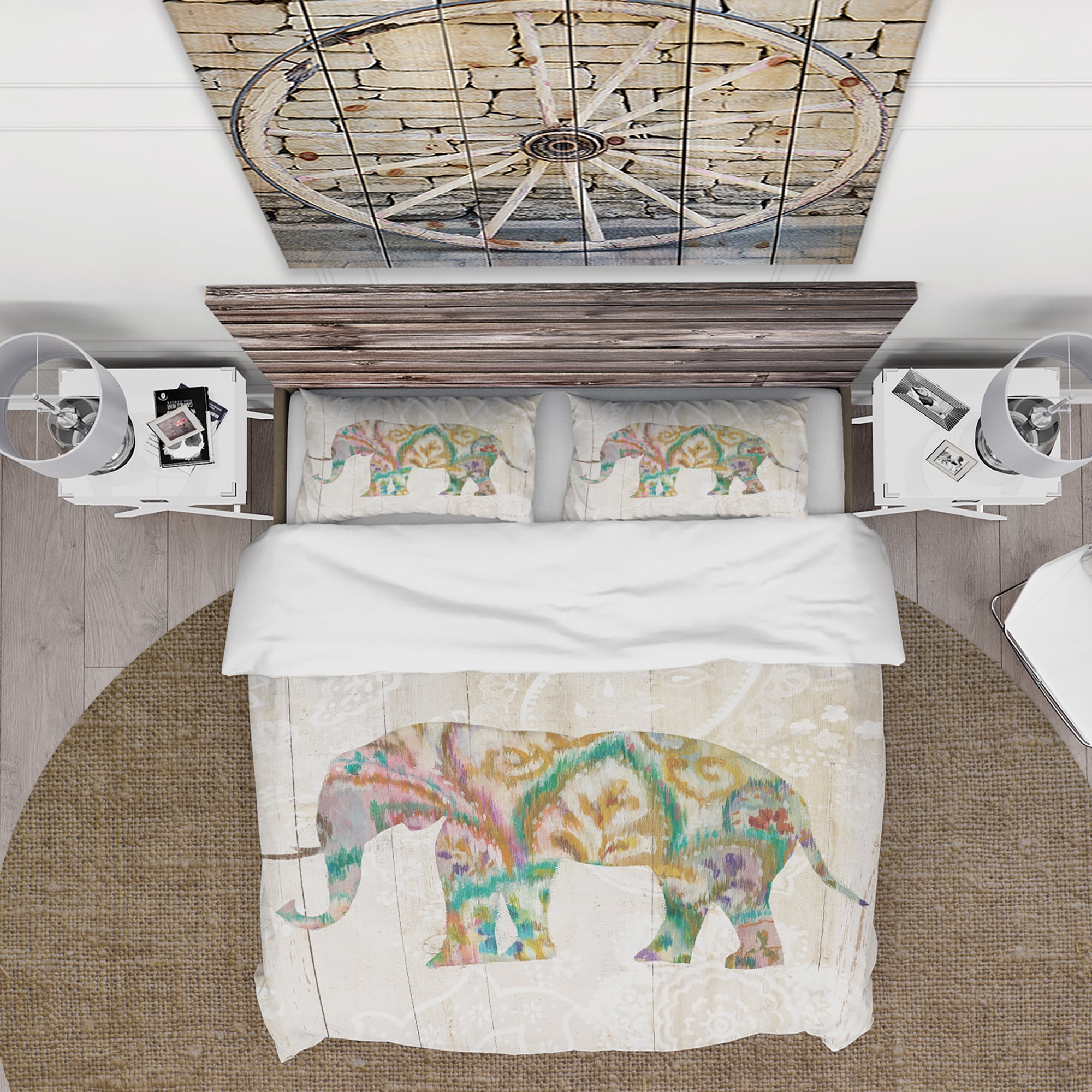 Designart 'Boho Paisley Elephant II vII' Traditional Duvet Cover Set