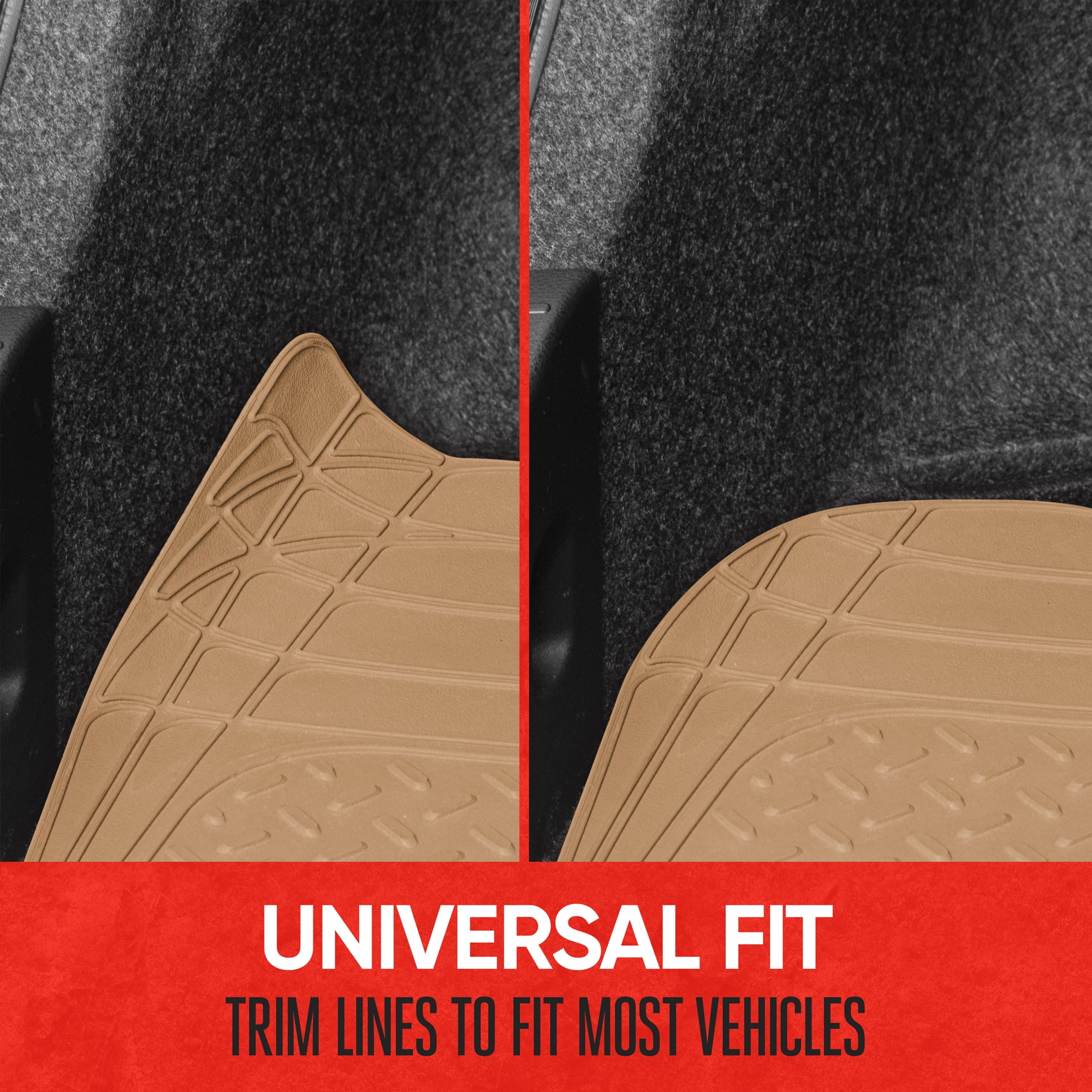 Motor Trend Heavy Duty Utility Cargo Liner Floor Mats for Car Truck SUV, Universal Trimmable to Fit, Foldable, Cargo & Trunk All Weather Protection, Beige (MT-786-BG)