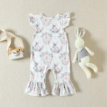

TOWED22 Outfits For Boy Toddler Baby Girls Summer Floral Romper Ruffled Tassel Bodysuit One-Piece Jumpsuit Headband Outfit White