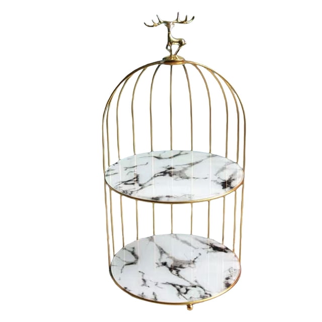 veasfak Makeup Organizer Shelf, Cosmetic Storage Marble Tray, Round Vanity Organizer 2 Tier